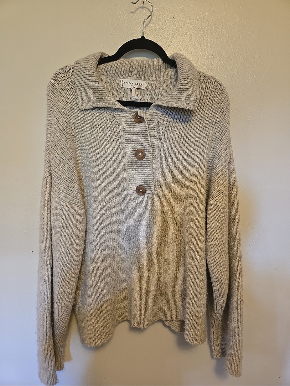 Apiece Apart Women's Pullover Sweater Gray Alpaca Cotton XL